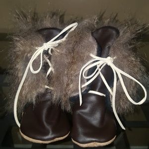 Fur brown Booties/ moccasins